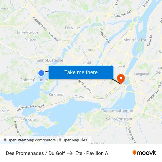 Des Promenades / Du Golf to Éts - Pavillon A map