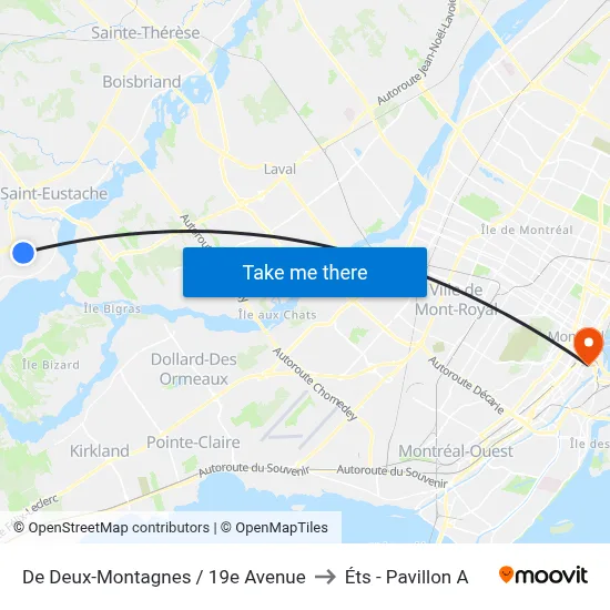 De Deux-Montagnes / 19e Avenue to Éts - Pavillon A map