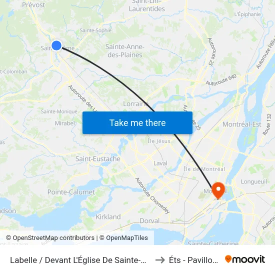 Labelle / Devant L'Église De Sainte-Paule to Éts - Pavillon A map