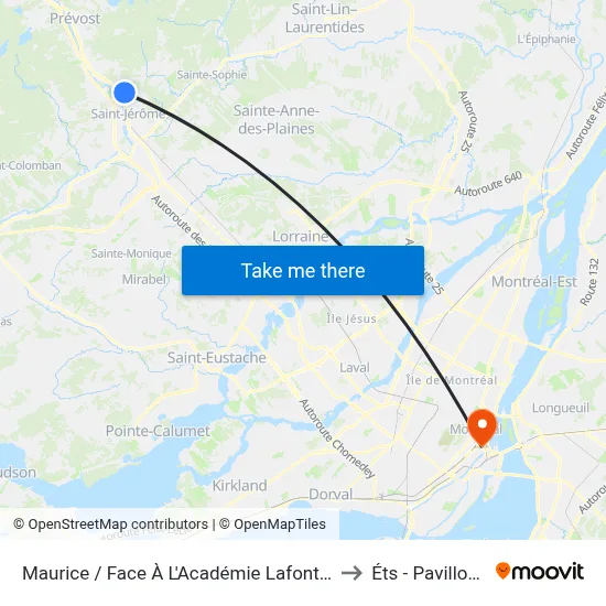 Maurice / Face À L'Académie Lafontaine to Éts - Pavillon A map