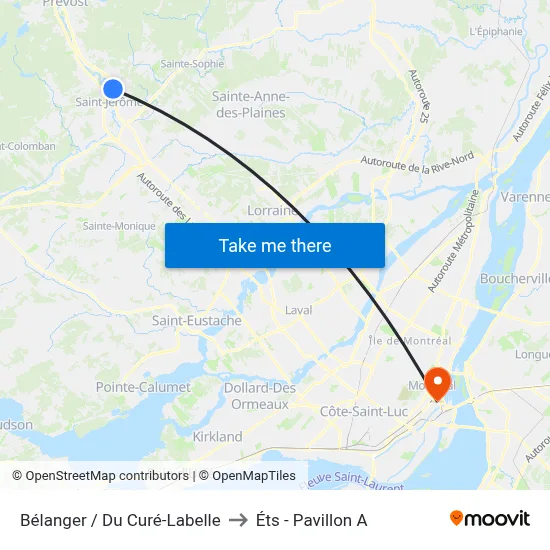Bélanger / Du Curé-Labelle to Éts - Pavillon A map