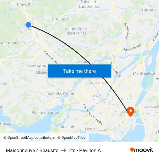 Maisonneuve / Beausite to Éts - Pavillon A map
