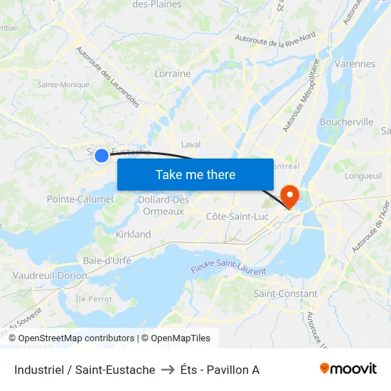 Industriel / Saint-Eustache to Éts - Pavillon A map