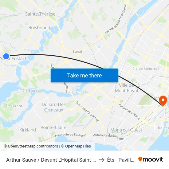 Arthur-Sauvé / Devant L'Hôpital Saint-Eustache to Éts - Pavillon A map