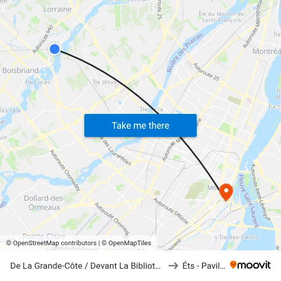 De La Grande-Côte / Devant La Bibliothèque Hemens to Éts - Pavillon A map