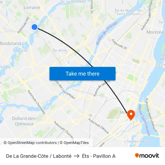 De La Grande-Côte / Labonté to Éts - Pavillon A map