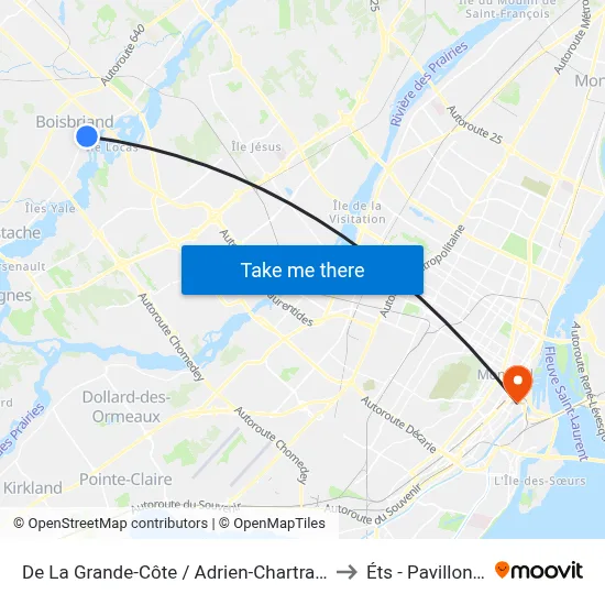 De La Grande-Côte / Adrien-Chartrand to Éts - Pavillon A map