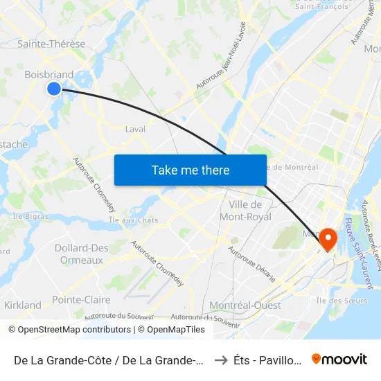 De La Grande-Côte / De La Grande-Allée to Éts - Pavillon A map