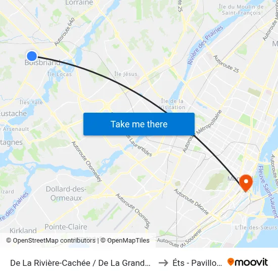 De La Rivière-Cachée / De La Grande-Allée to Éts - Pavillon A map