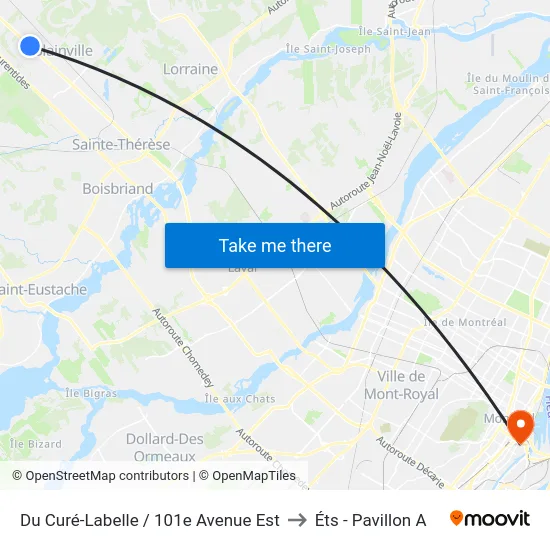 Du Curé-Labelle / 101e Avenue Est to Éts - Pavillon A map