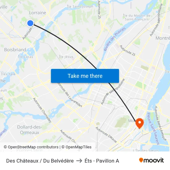 Des Châteaux / Du Belvédère to Éts - Pavillon A map
