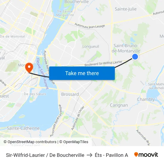 Sir-Wilfrid-Laurier / De Boucherville to Éts - Pavillon A map