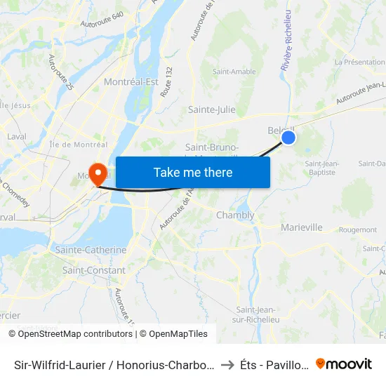 Sir-Wilfrid-Laurier / Honorius-Charbonneau to Éts - Pavillon A map
