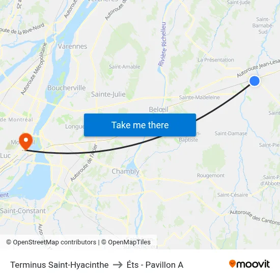 Terminus Saint-Hyacinthe to Éts - Pavillon A map