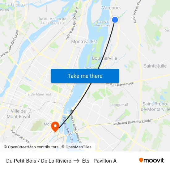 Du Petit-Bois / De La Rivière to Éts - Pavillon A map