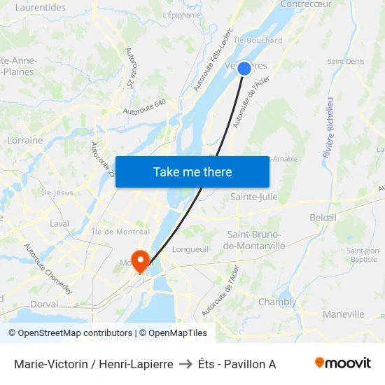 Marie-Victorin / Henri-Lapierre to Éts - Pavillon A map
