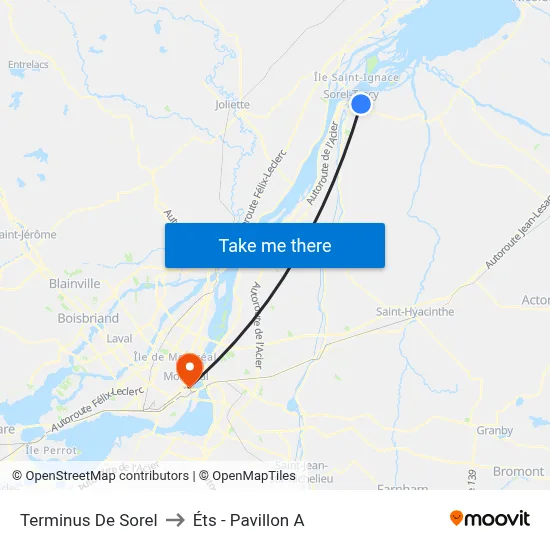 Terminus De Sorel to Éts - Pavillon A map