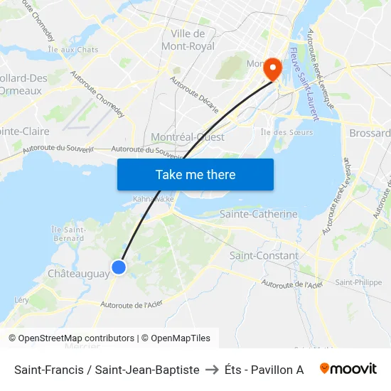 Saint-Francis / Saint-Jean-Baptiste to Éts - Pavillon A map