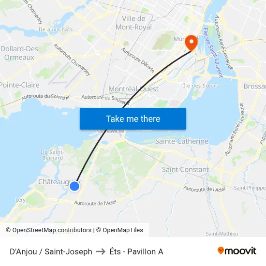 D'Anjou / Saint-Joseph to Éts - Pavillon A map