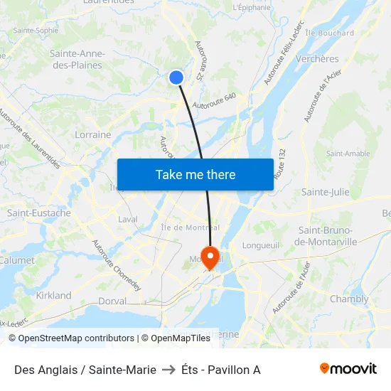 Des Anglais / Sainte-Marie to Éts - Pavillon A map