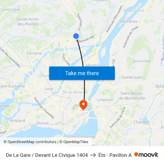 De La Gare / Devant Le Civique 1404 to Éts - Pavillon A map