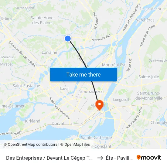 Des Entreprises / Devant Le Cégep Terrebonne to Éts - Pavillon A map