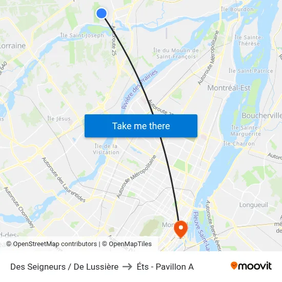 Des Seigneurs / De Lussière to Éts - Pavillon A map