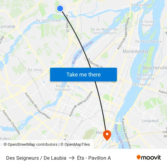 Des Seigneurs / De Laubia to Éts - Pavillon A map