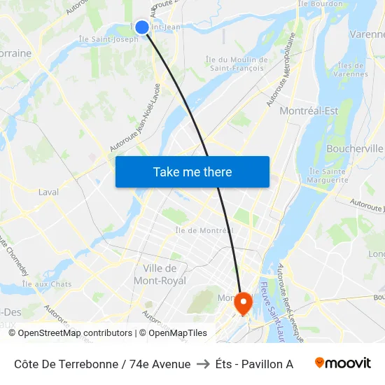Côte De Terrebonne / 74e Avenue to Éts - Pavillon A map
