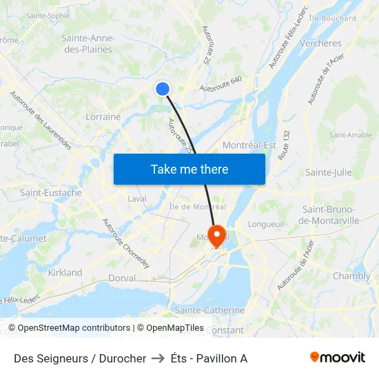 Des Seigneurs / Durocher to Éts - Pavillon A map