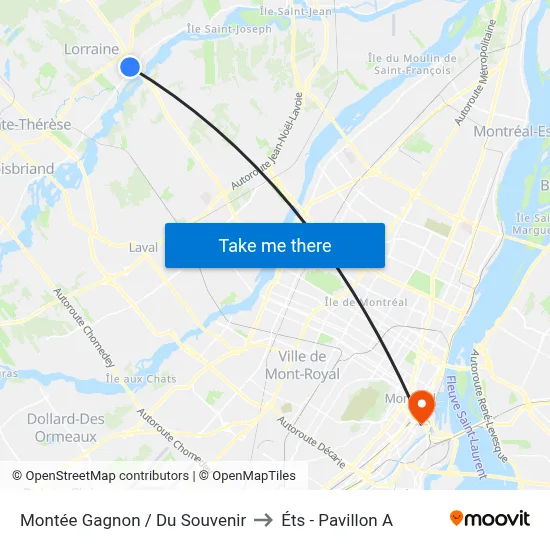 Montée Gagnon / Du Souvenir to Éts - Pavillon A map