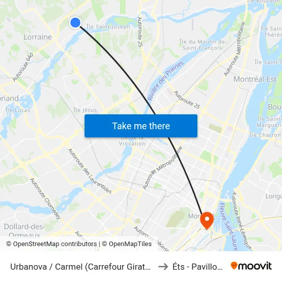 Urbanova / Carmel (Carrefour Giratoire) to Éts - Pavillon A map