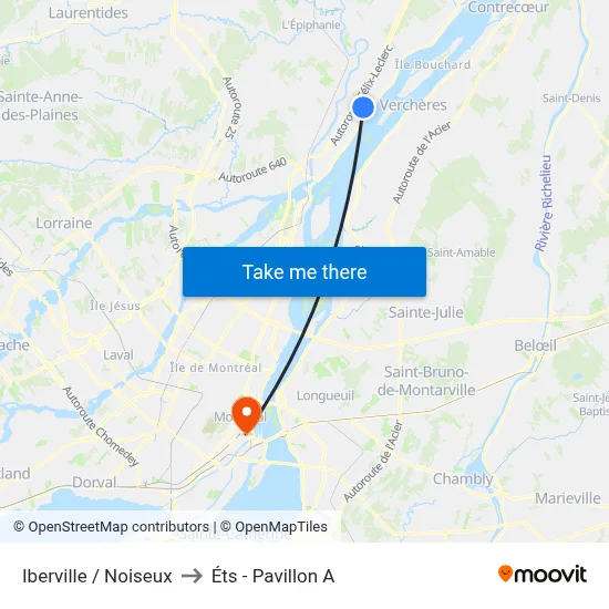 Iberville / Noiseux to Éts - Pavillon A map