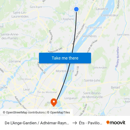 De L'Ange-Gardien / Adhémar-Raynault to Éts - Pavillon A map