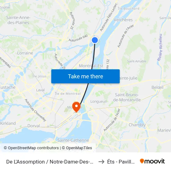 De L'Assomption / Notre-Dame-Des-Champs to Éts - Pavillon A map