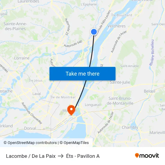 Lacombe / De La Paix to Éts - Pavillon A map