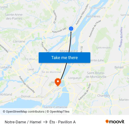 Notre-Dame / Hamel to Éts - Pavillon A map