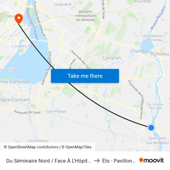 Du Séminaire Nord / Face À L'Hôpital to Éts - Pavillon A map