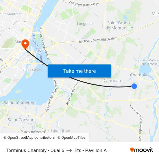 Terminus Chambly - Quai 6 to Éts - Pavillon A map
