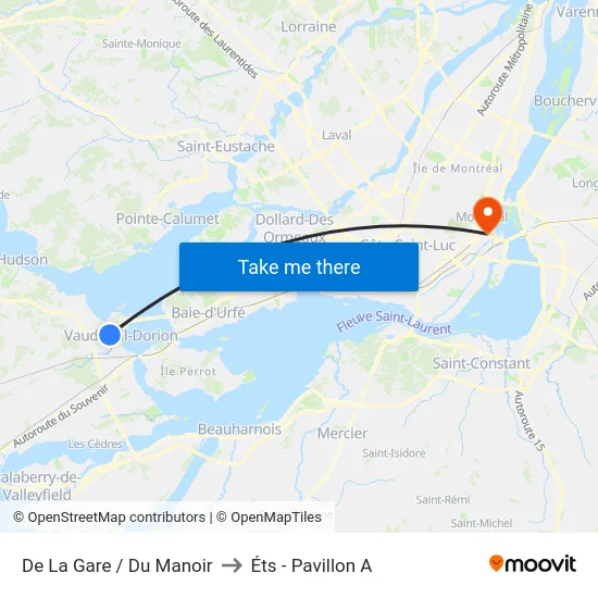 De La Gare / Du Manoir to Éts - Pavillon A map