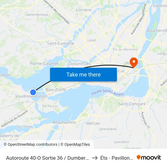 Autoroute 40-O Sortie 36 / Dumberry to Éts - Pavillon A map