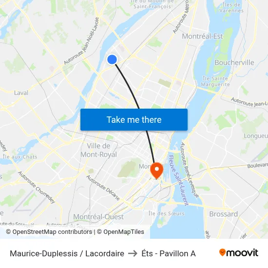 Maurice-Duplessis / Lacordaire to Éts - Pavillon A map