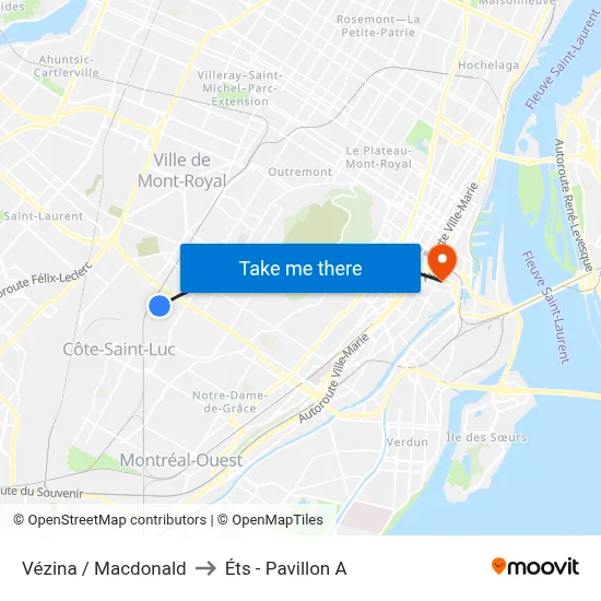 Vézina / Macdonald to Éts - Pavillon A map