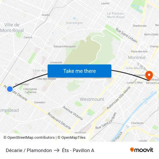 Décarie / Plamondon to Éts - Pavillon A map