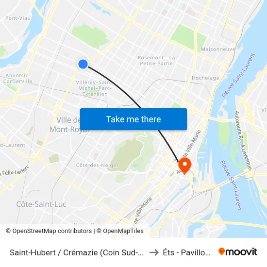 Saint-Hubert / Crémazie (Coin Sud-Est) to Éts - Pavillon A map