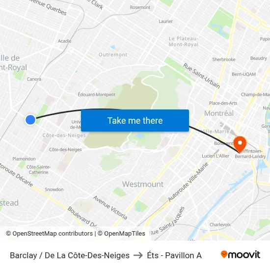Barclay / De La Côte-Des-Neiges to Éts - Pavillon A map