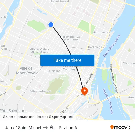 Jarry / Saint-Michel to Éts - Pavillon A map