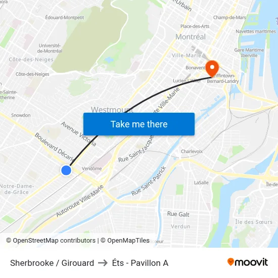 Sherbrooke / Girouard to Éts - Pavillon A map