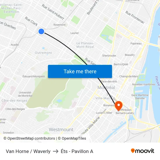 Van Horne / Waverly to Éts - Pavillon A map