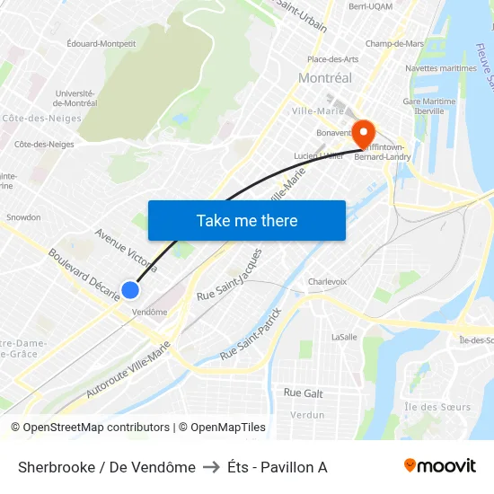 Sherbrooke / De Vendôme to Éts - Pavillon A map
